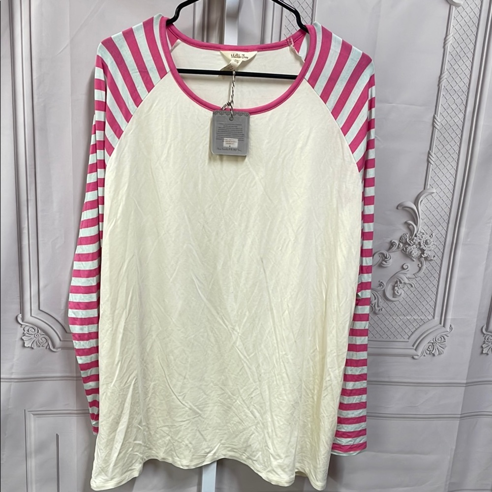 Matilda Jane NWT Pink and Cream Striped Women's XXL Top